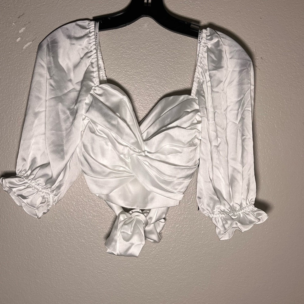 Marciano White Colette Wrap Crop Top